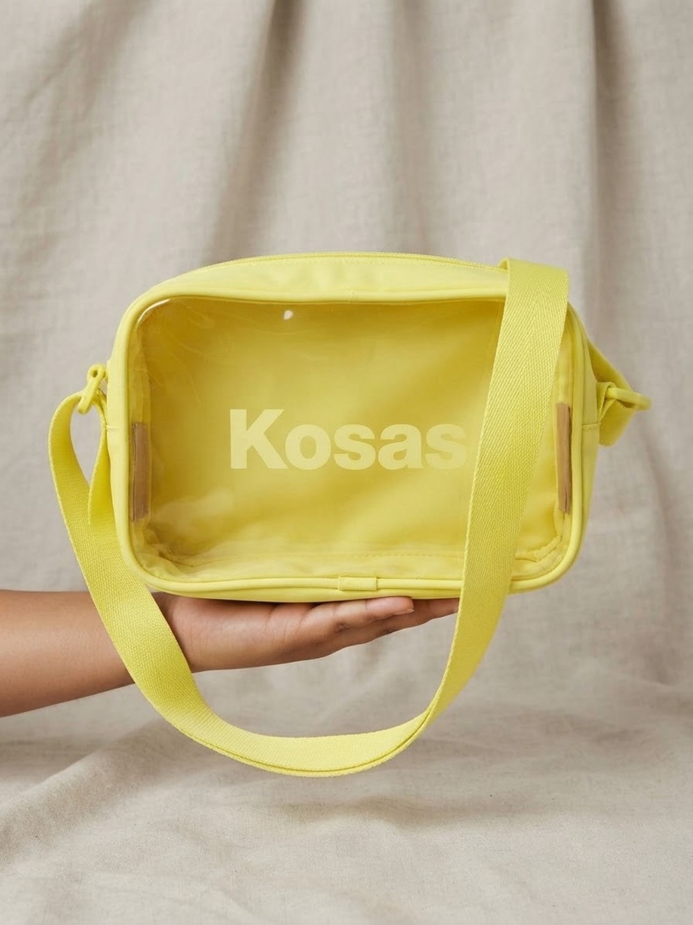 Kosas Yellow Transparent Crossbody Cosmetic Bag